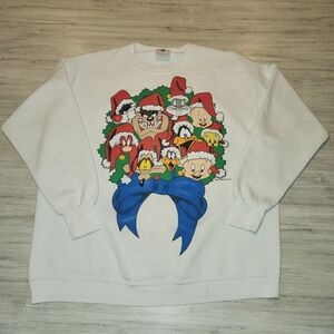 Vintage Delta 93' Warner Bros Looney Tunes Christmas Sweatshirt Adult Size XL L1